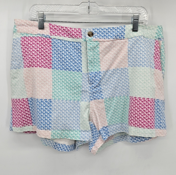 Vineyard Vines for Target Patchwork Whale Shorts Pink Blue Womens size 14 - Picture 1 of 8